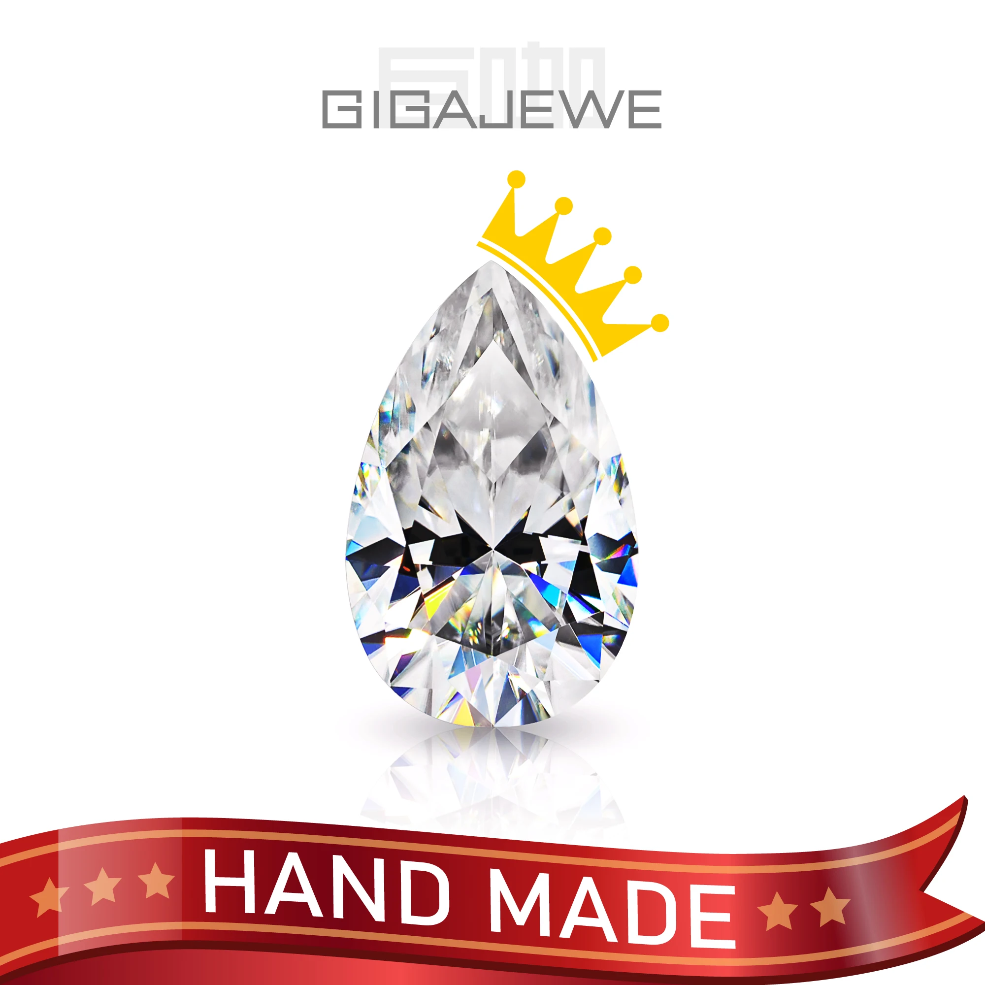 GIGAJEWE Hand Made Pear White TOP D VVS1 Moissanite Premium Gems Loose Diamond Test Passed Gemstone For Jewelry Making