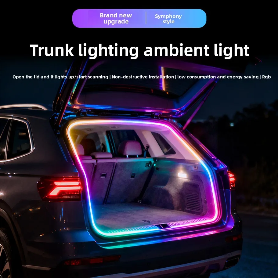 

New Car Universal Trunk Tail Box Light Rainbow Illumination APP Controlled LED Ambience Light RGB Accent Light