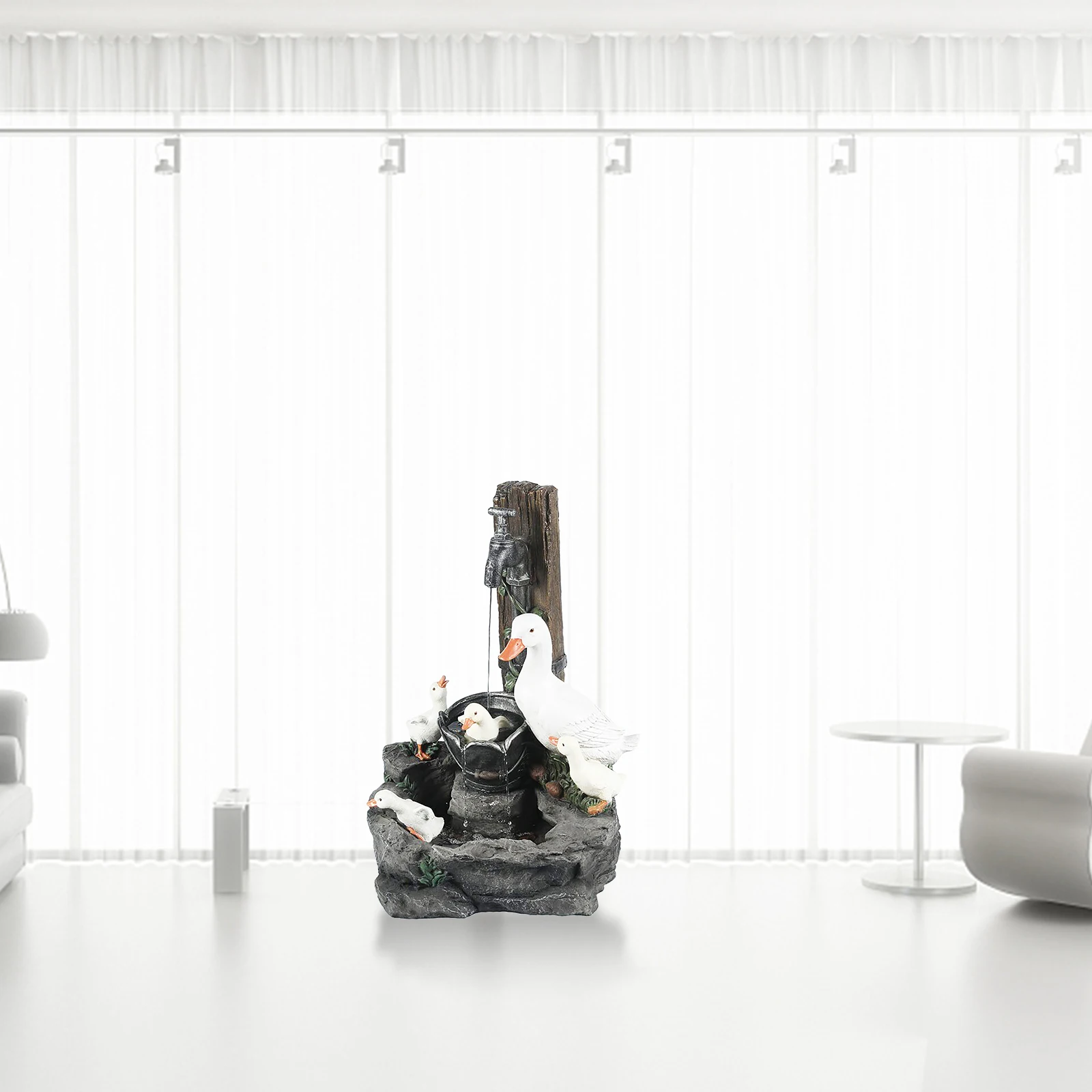 

Фонтан-украшение с фигурками утки и белки, статуэтка белки, декор для ландшафтного дизайна с подсветкой, для улицы, двора, миниатюрного сада