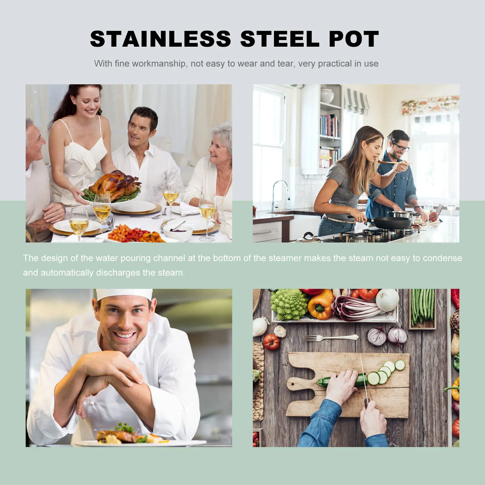 Stainless Steel Noodle Cooking Pot Lightweight Portable Non-Stick Soup Pot with Buckle Lid Rapid Drain Pasta Cooker view 4