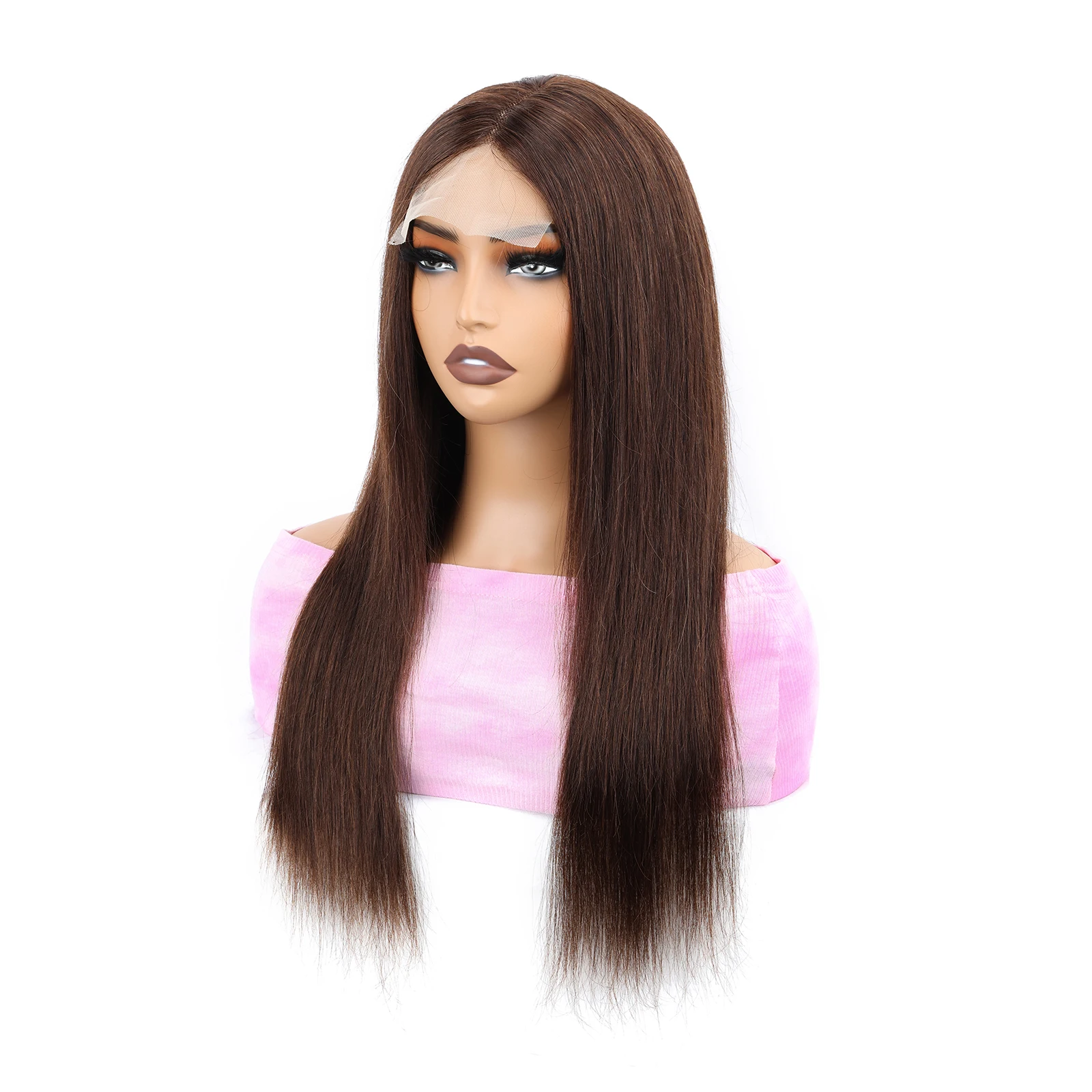 

Dark Brown Lace Front Wig 4x4 Brown Straight Wig Human Hair Wigs Lace Closure Wigs 180 Density For Women
