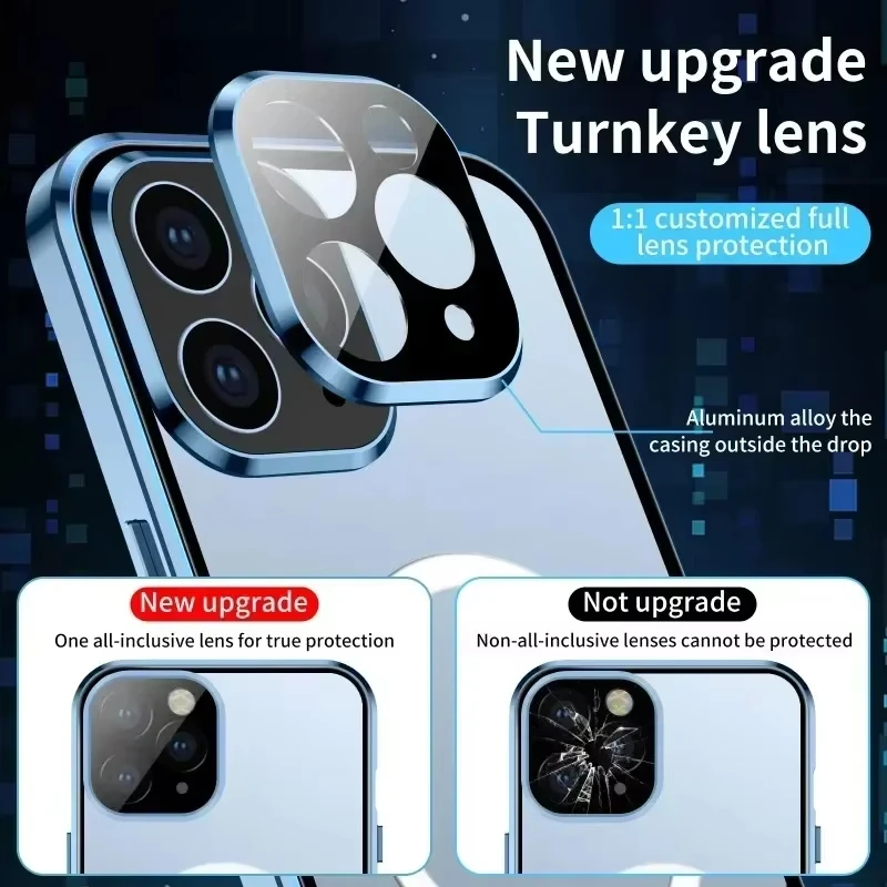 Casing logam magnetik Anti Pengintip, sarung HP Privasi Anti tergelincir UNTUK iPhone 16 15 14 13 12 11 Pro Max Magsafe 360 perlindungan tahan guncangan