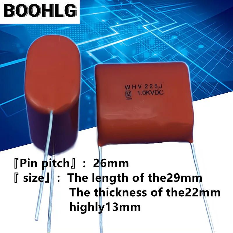 

2 шт. 1000V225J 2,2 мкФ шаг 26 м 225J1000V 225 1000 В 1 кВ CBB полипропиленовый пленочный конденсатор