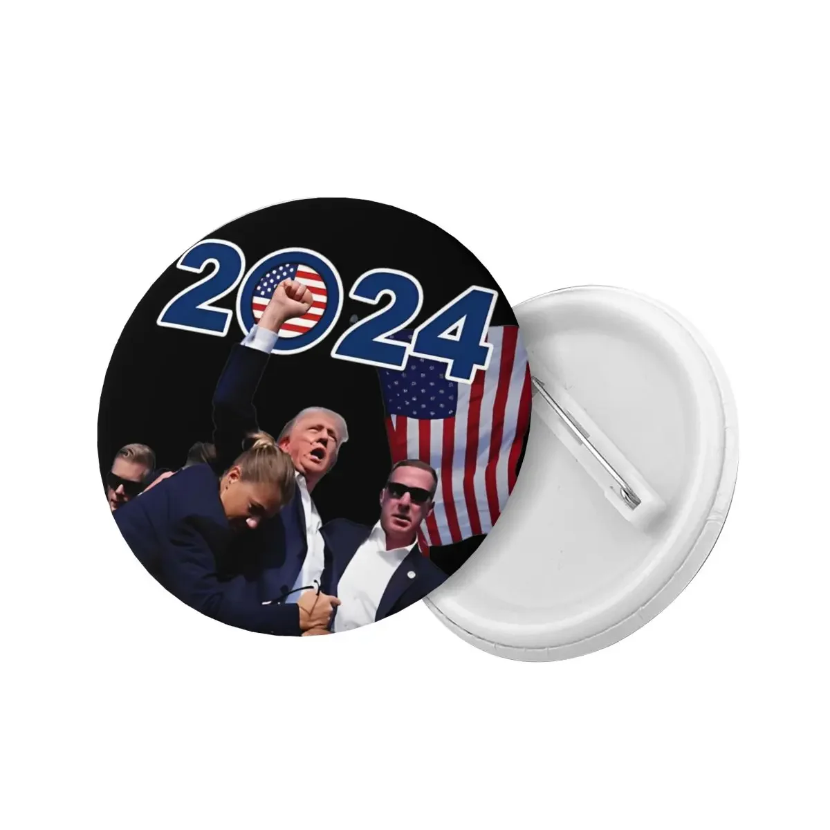 Trump Shot Assassination Attempt Tinplate Pin Wholesale Soft Button Lapel Badges 2024 Fight Tinplate Brooches Backpack Clothes