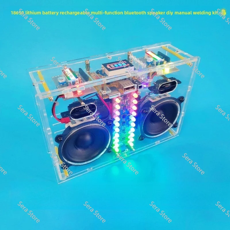Charging Bluetooth Speaker DIY Kit with RGB Spectrum Light FM Radio Amplifier Audio Electronic Production Welding Exercise