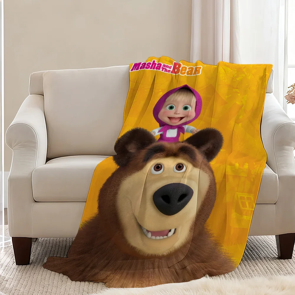 

Супермягкий плюшевый плед для гостиной, дивана или кушетки. Милый дизайн с медвежонком и Машей. Идеально подходит для детей и в качестве подарка на день рождения.