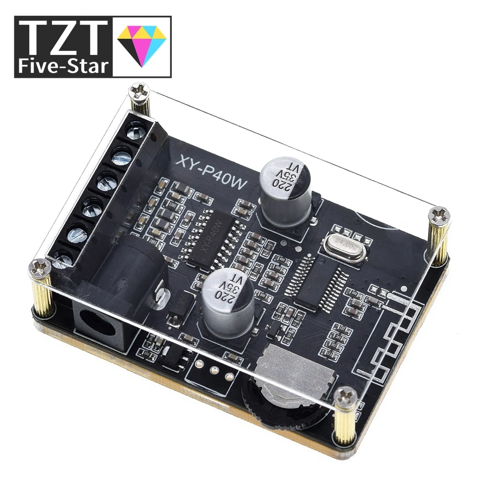 Bluetooth 5.0 stereo audio power amplifier board 40Wx2  Bluetooth receiver DC 12/24V supply XY-P40W