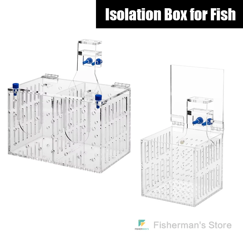 multifunctional-marine-isolation-box-for-fish-acrylic-single-and-double-cell-aquarium-with-front-door-and-skylight