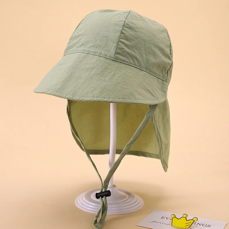 New Summer Toddler Sun Hat with Shawl Soft Brim Quick Dry Outdoor Activities Cap for 1-3Y Boys and Girls Beach UV Protection Hat