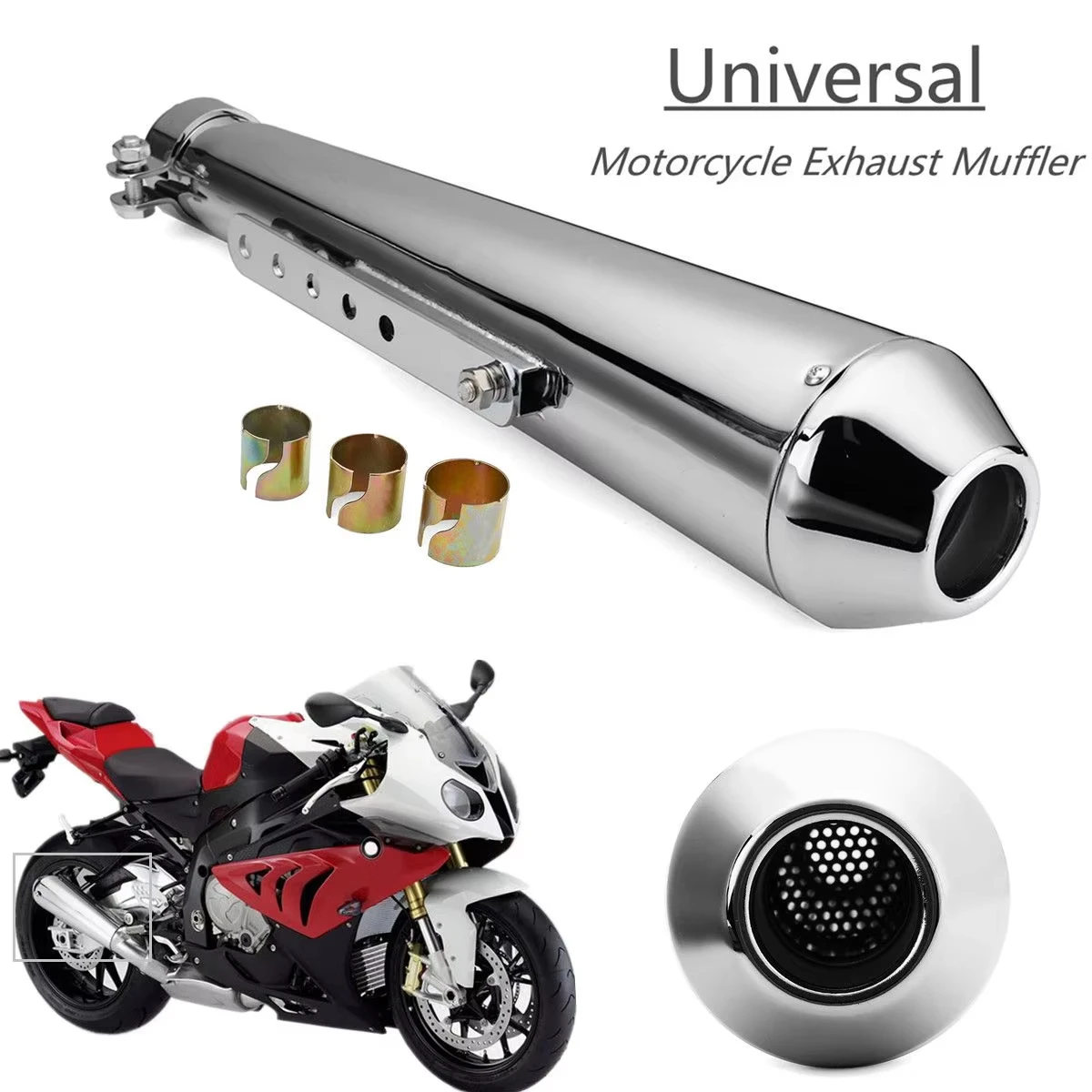 High Quality Motorcycle Exhaust Muffler Retro Vintage Classic Electroplating Escap Moto for Cafe Racer Bobber Chopper Custom