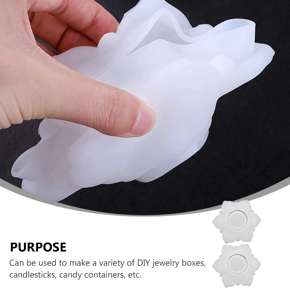 

2pcs Lotus Shape Silicone Mold For Diy Holder Craft, Candlestick Casting Storage Box Making Kit, Craft Mold Decor