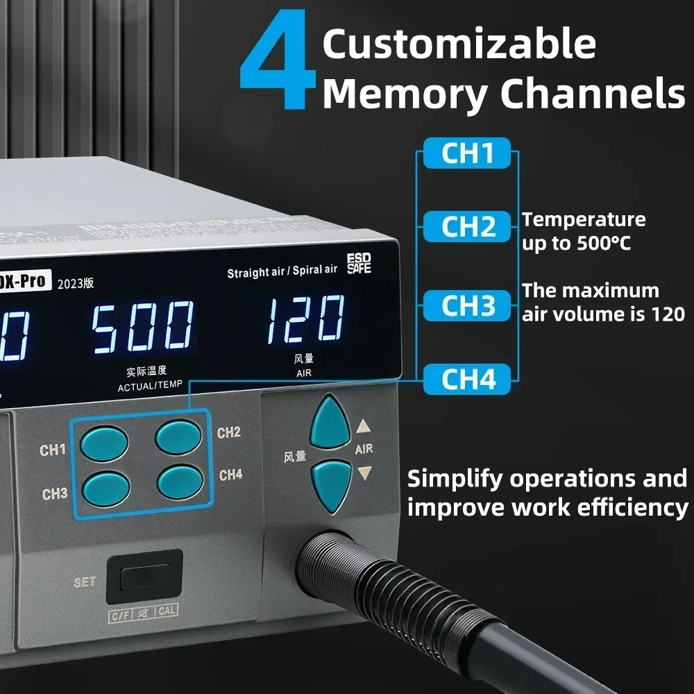 8610DX Pro 1000W Hot Air Rework Station Microcomputer Digital Display BGA Rework Station Curved Nozzle Welding Repair Tool