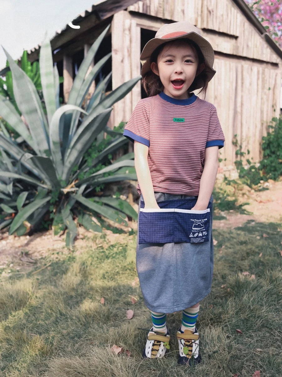 Cool Feeling Short Sleeve T-Shirt Skirt Set for Girls Outdoor Camping Summer Clothing Breathable Standard Fit 70% Cotton 30% ...