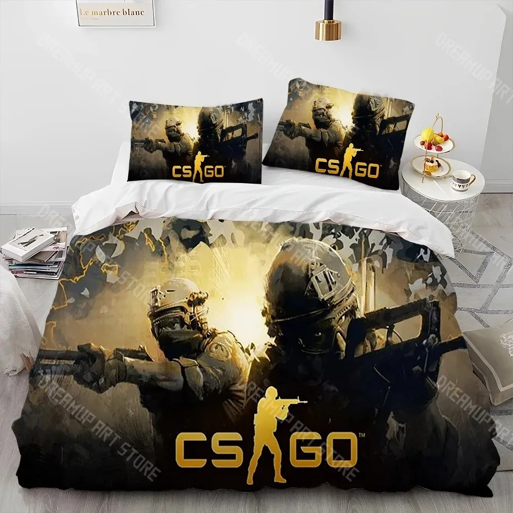 3D Printed CS GO Game Gamer Counter Strike Bedding Set for Boys Girls Duvet Cover Twin Queen King Full Single Double Sizes