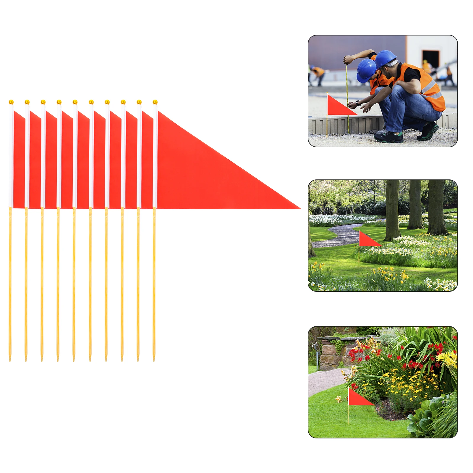 10pcs Marking Flags Triangular Ground Stake Included Survey Construction Utility Sprinkler Training Flags
