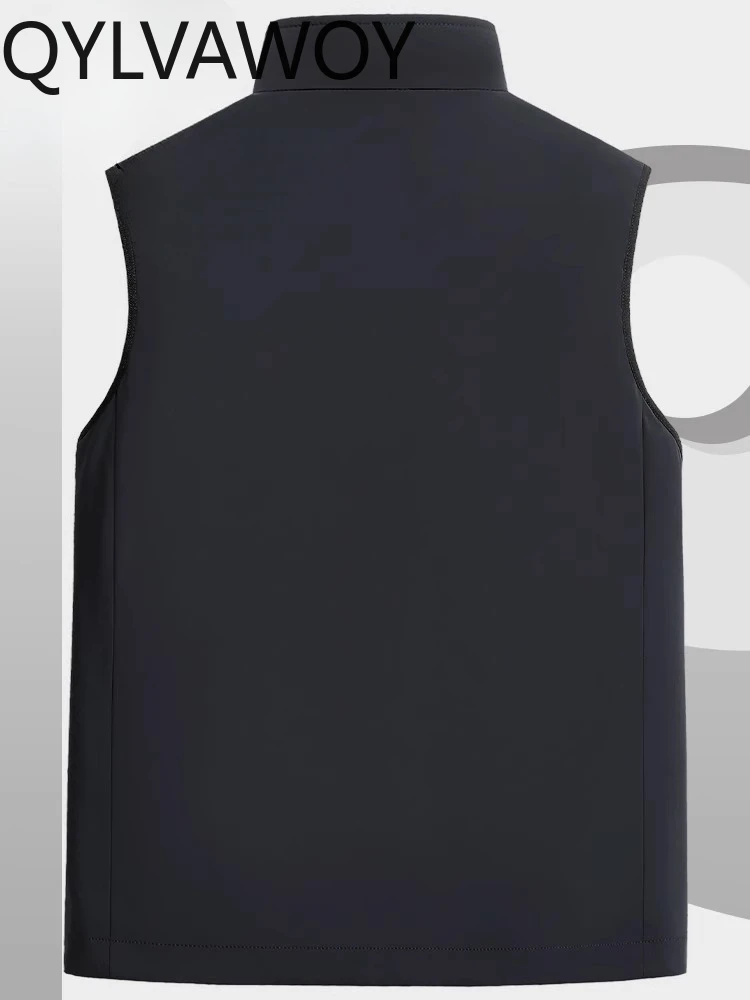 QYLVAWOY 2025 Spring Autumn Milk Silk Men's Classic Thin Stand-Up Collar Vest Sleeveless Gilet Waistcoat Casual Outerwear LJ2805
