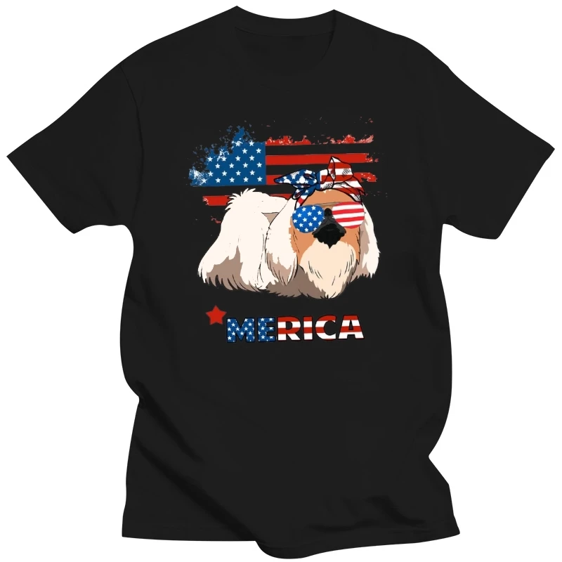 Pekingese Merica Women T-shirt Men T- shirt PTH 5S 100% cotton funny print tshirt men women shirts