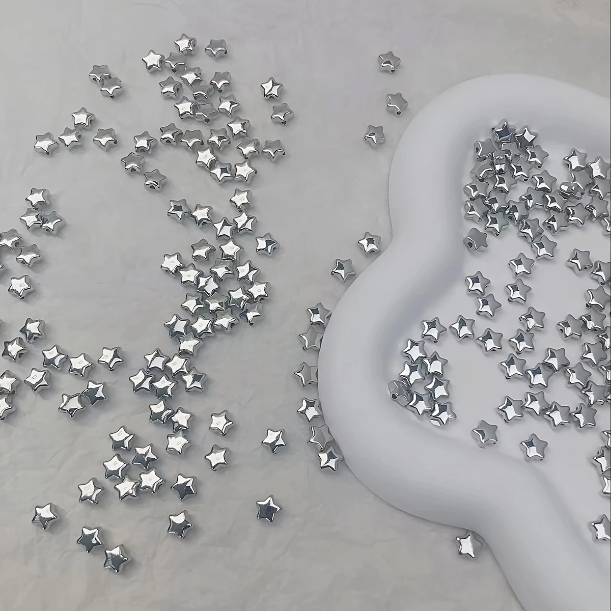 400/200 Stück 7 mm gerade, silbrige Sternperlen mit Loch für die DIY-Handarbeit – Detail 8