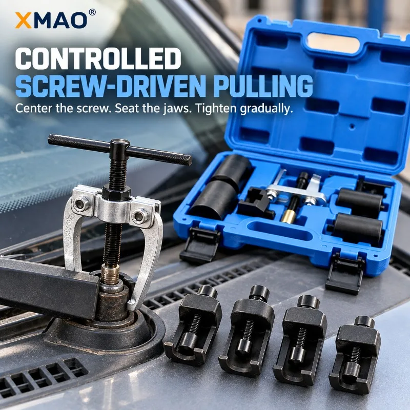 6-Piece Windshield Wiper Arm Removal Tool Set, Screw-Driven Pullers with Four Compact Styles, Two Jaw Designs and Storage Case