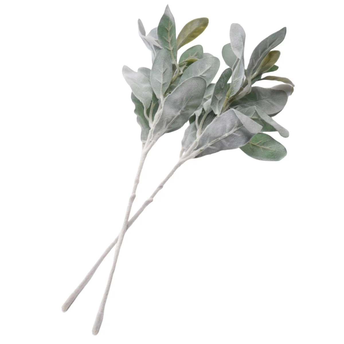 10 Pcs Artificial Flocked Lambs Ear Leaves Dusty Miller Stems Flocked Oak Leaves Lamb's Ear Leaf for Home Wedding DIY