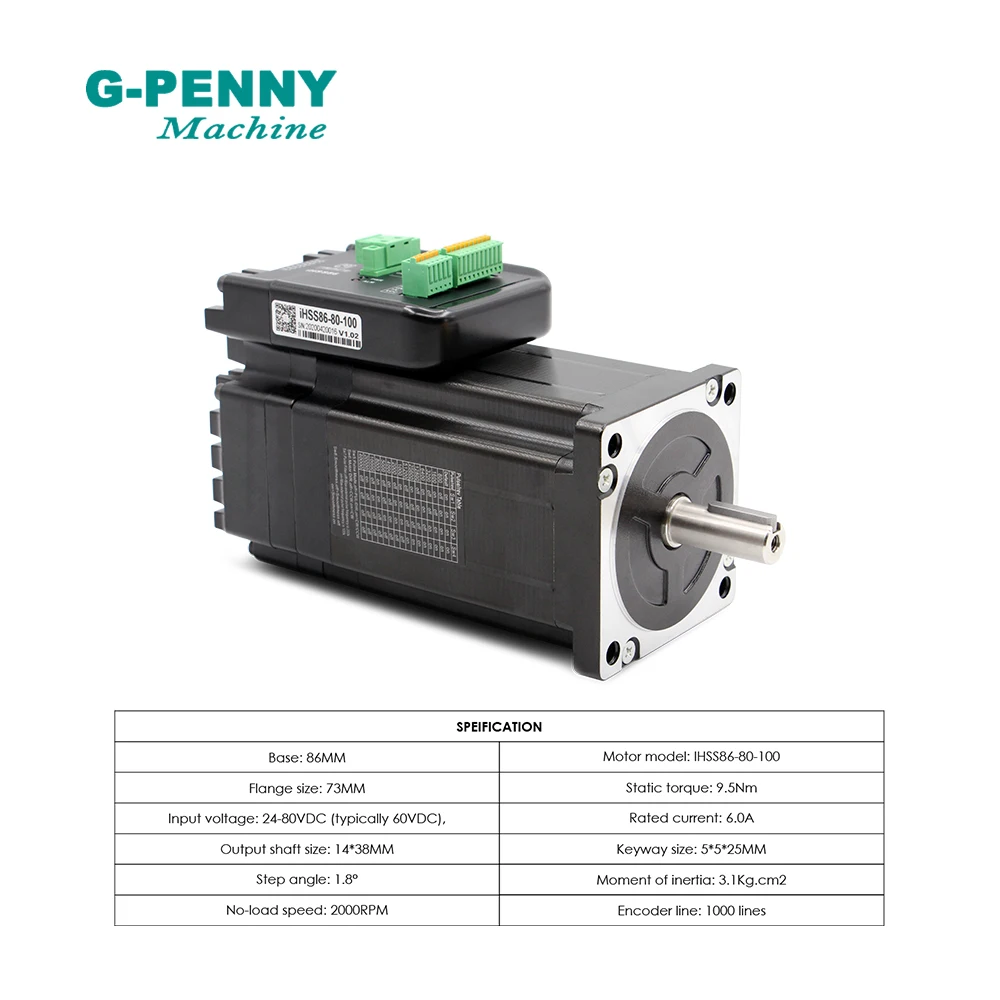 Imagem -04 - Nova Chegada Servo Motor Deslizante Integrado Híbrido de Nema34 9.8nm 14 mm 6.0a do Motor Deslizante do Laço Fechado com Motorista