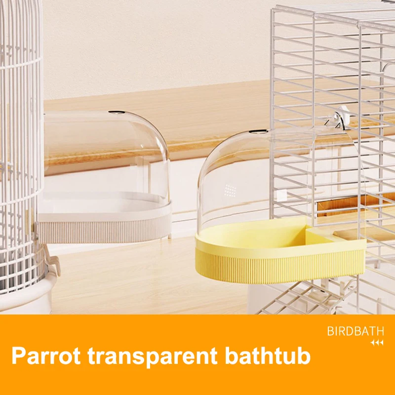 Parrot transparent bathtub. It can be used for bathing and feeding. There is an inlet for water at the top. Dry cleaning is avai view 3