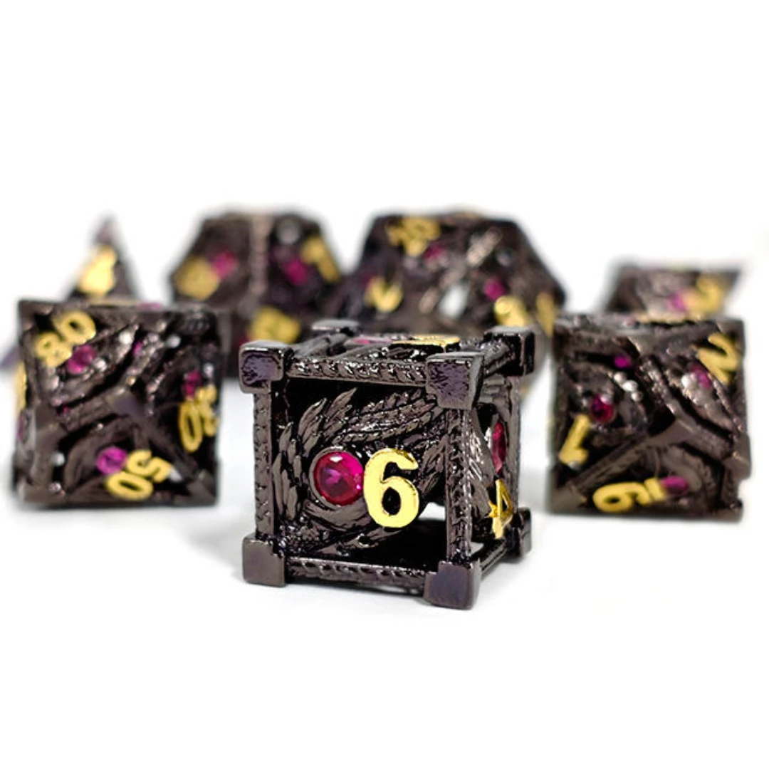 Metal Hollow Dice Diamond Dices with Jade Eyes Eye-stone Gemstone Inlaid Set for Dungeons & Dragons DND Tabletop Game Dice Props