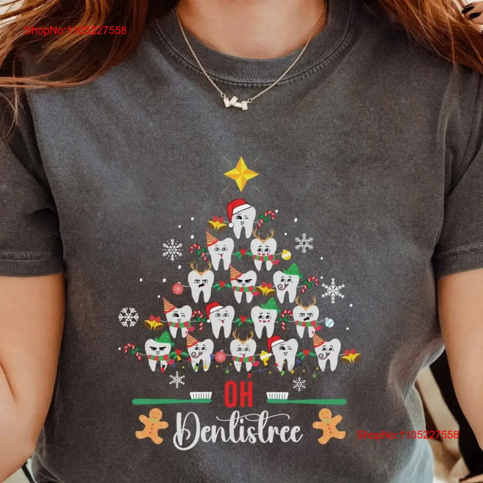 Christmas Dentistry T Shirt Dental School Assistant Matching Funny Practitioner Dentist vintage Washed Top For Everyday Wear