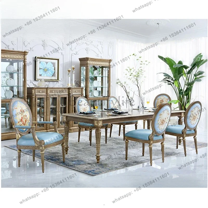 D30French dining table large apartment restaurant long dining table combination furniture