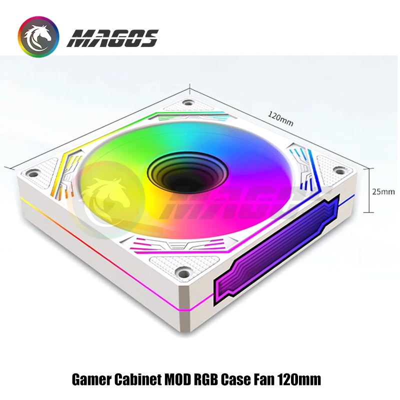 Ventilador RGB para gabinete Gamer MOD, espelho infinito 3D, ventilador silencioso, sopro dianteiro e reverso, ARGB + PWM, 2 em 1, 120mm