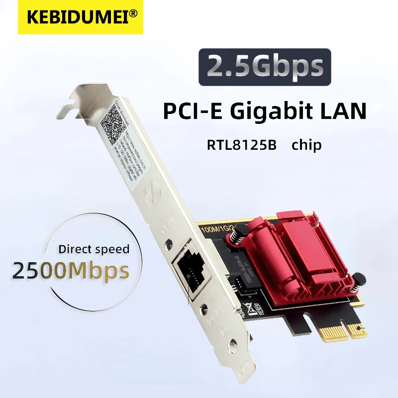 

2.5G PCI-E To RJ45 Network Card RTL8125B Chip 100/1000/2500Mbps Ethernet Wired LAN Controller Adapter For Win7/8/10/11 Lan card