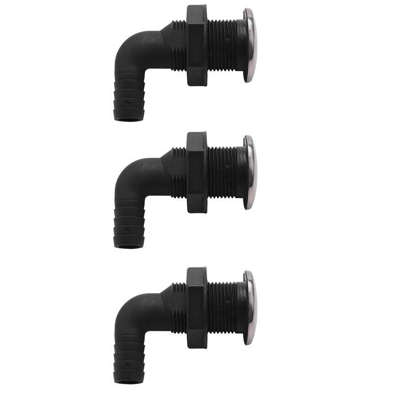 

3Pcs 3/4 Inch Universal Hull Hose Connector Nylon Water Outlet Marine Ship Accessories