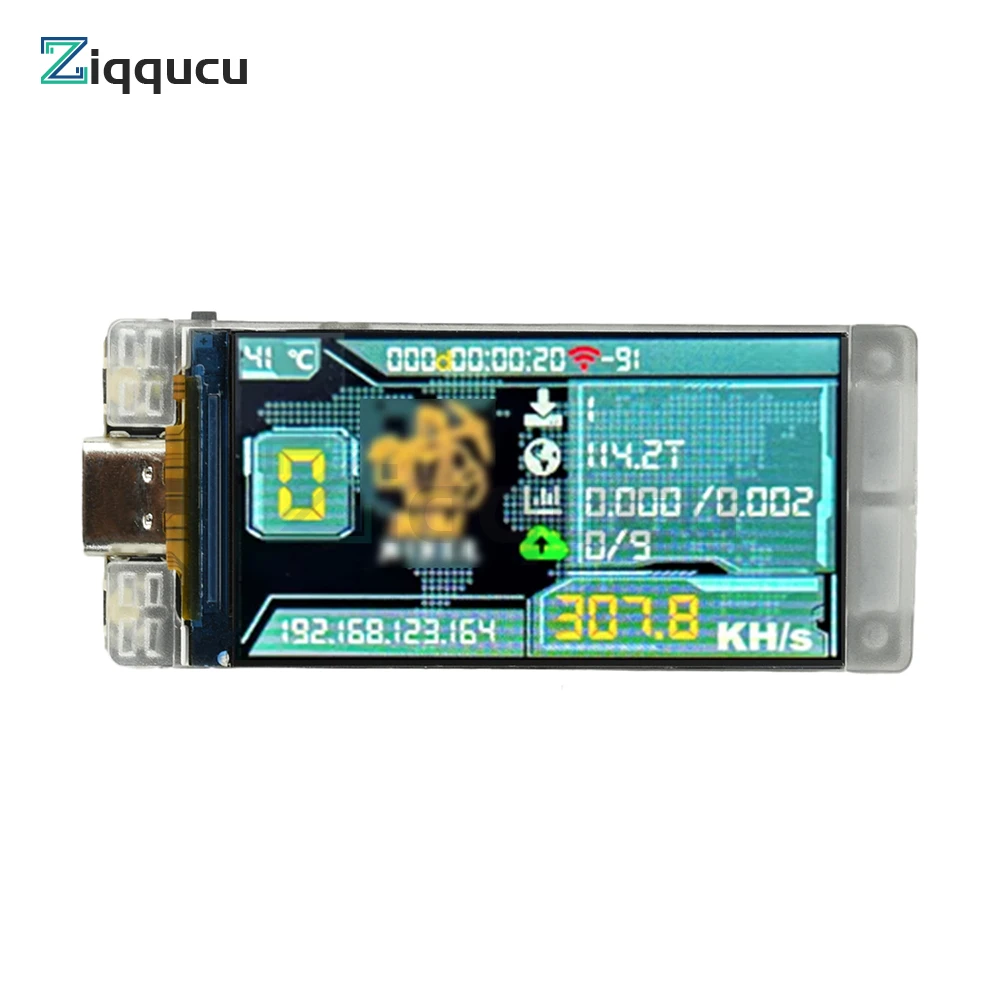 ESP32-R8 Development Board with 1.9 Inch TFT Screen - T190 Module for Hash Rate Calculation (388KH/s) WiFi BT & Type-C