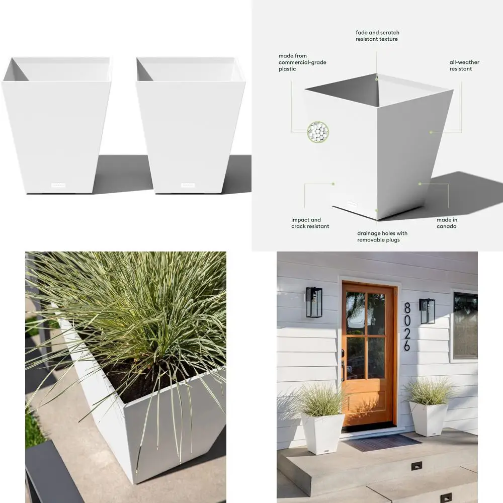 

Large Plastic Planters for Indoor and Outdoor Use - Durable Weather-Resistant Pots with Drainage for Porch and Patio