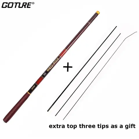 GOTURE 3m/4.5m/5.4m/6.3m/7.2m 탄소 섬유 낚싯대 스트림 민물 잉어 장대 용 텔레스코픽 초경량 하드 폴