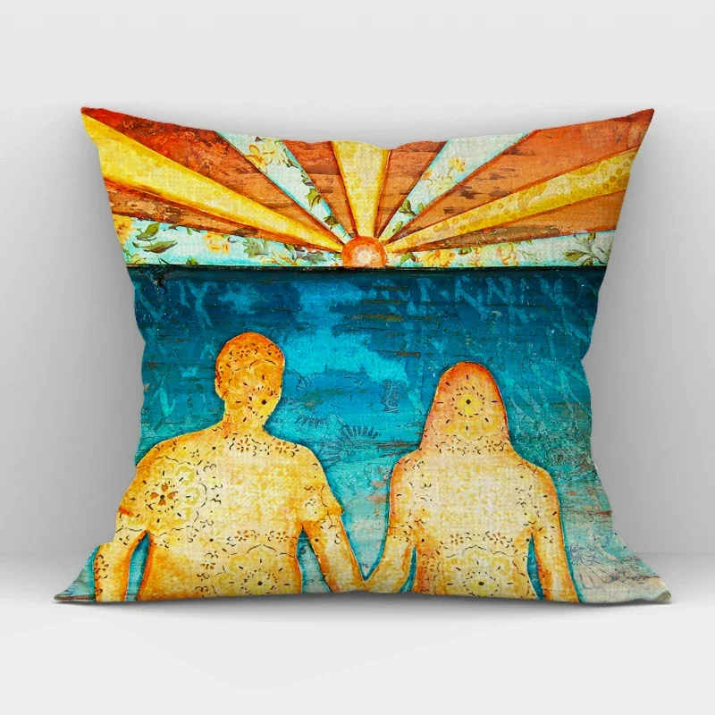 Beach Relax Cushions Cover Holiday Home Decor Linen Pillow Cover  Car Sofa Decorative Throw Pillows 45x45cm Pillowcase