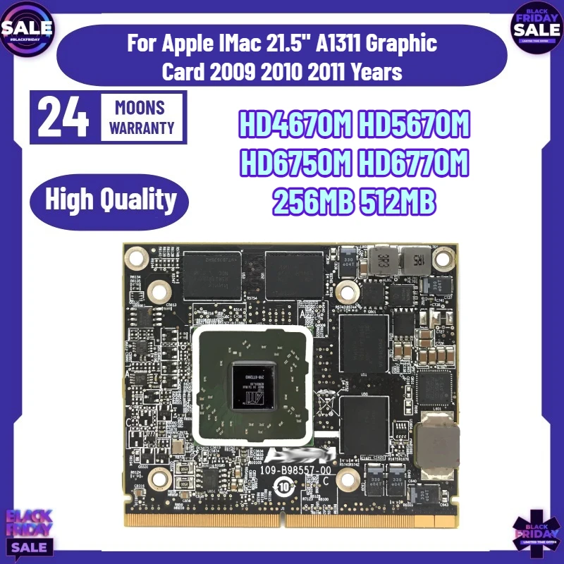 Video Card  HD4670M HD5670M HD6750M HD6770M 256MB 512MB for Apple IMac 21.5