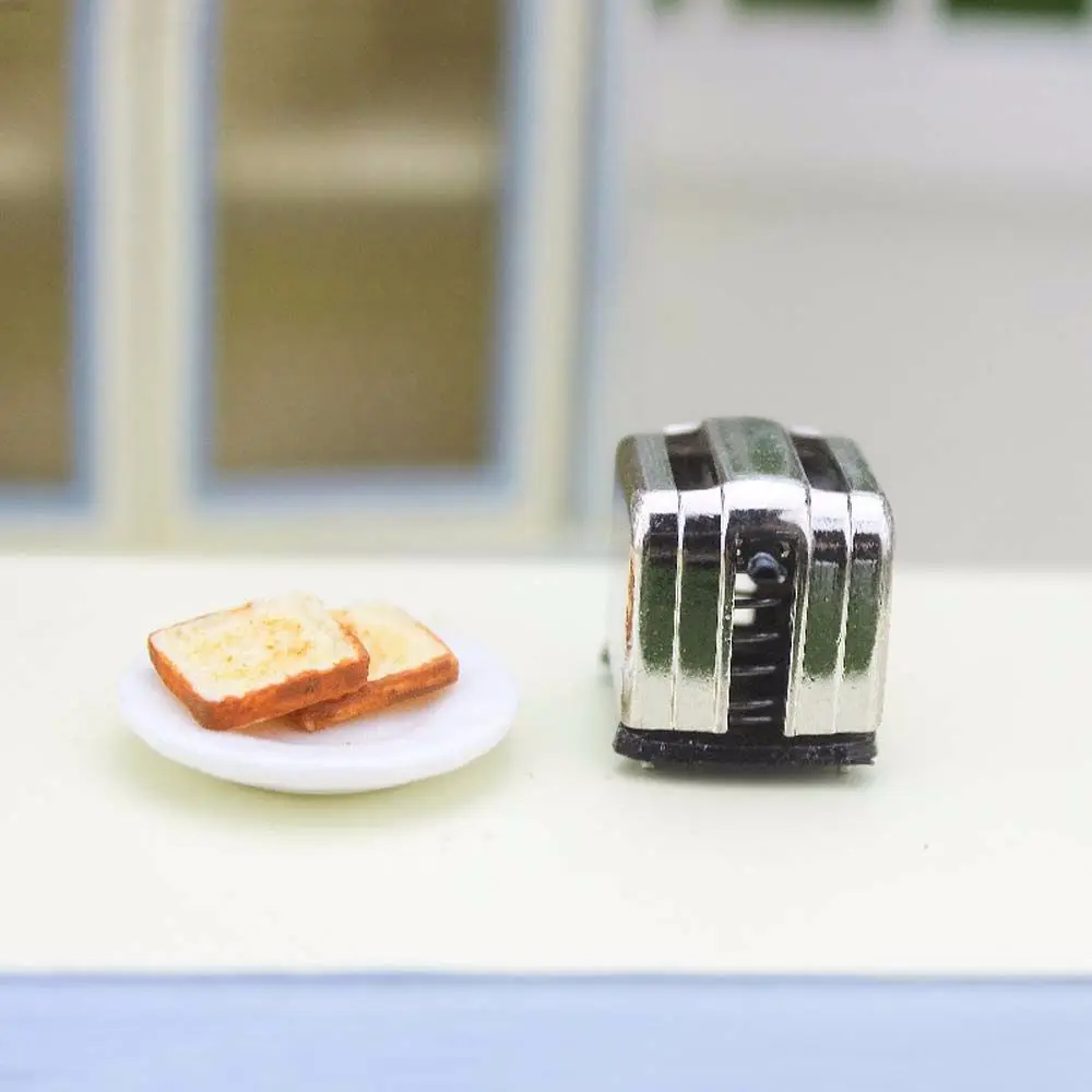 Mini Accessories Decor House Accessories Mini Kitchen Cookware 1:12 Miniature Toaster Mini Kitchen Toy Bread Toast Machine Doll