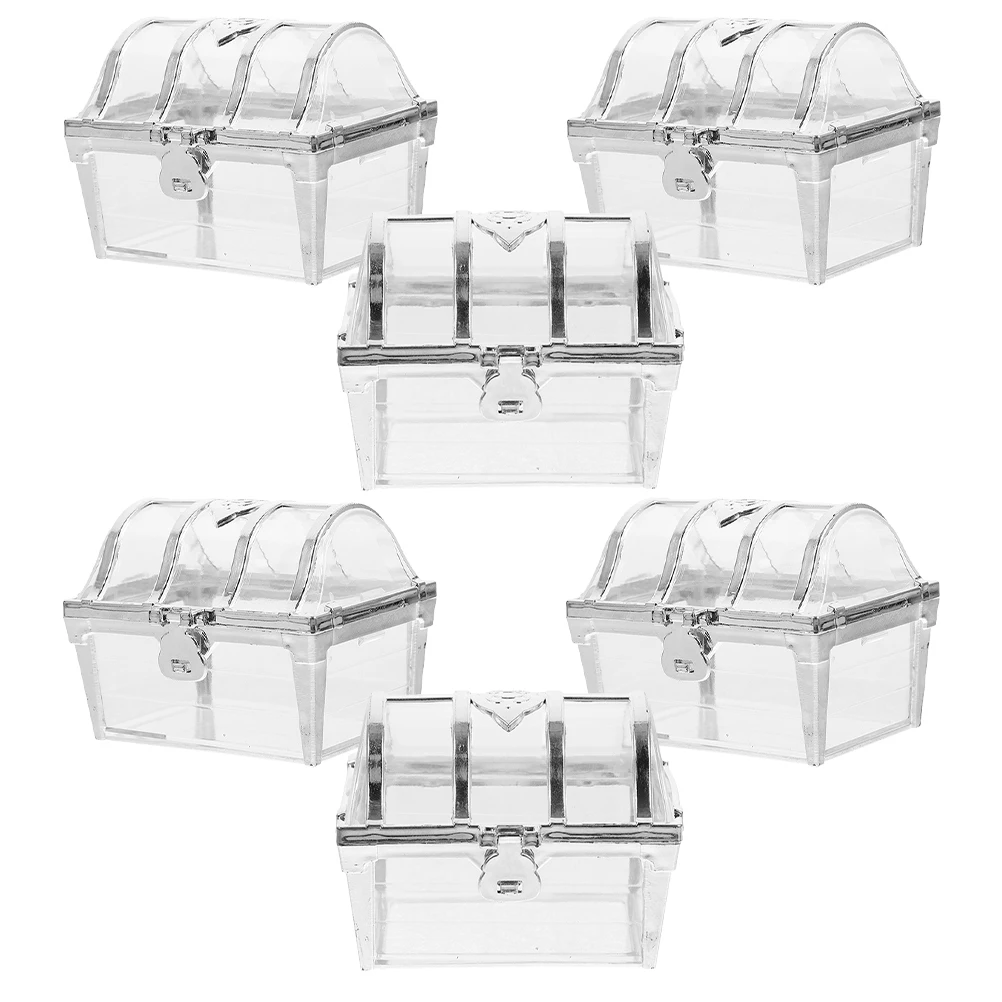 

6 Pcs Favor Boxes Hollow Treasure Chest C Decorative Storage Plastic Party Gifts Plastic Boxes Packaging
