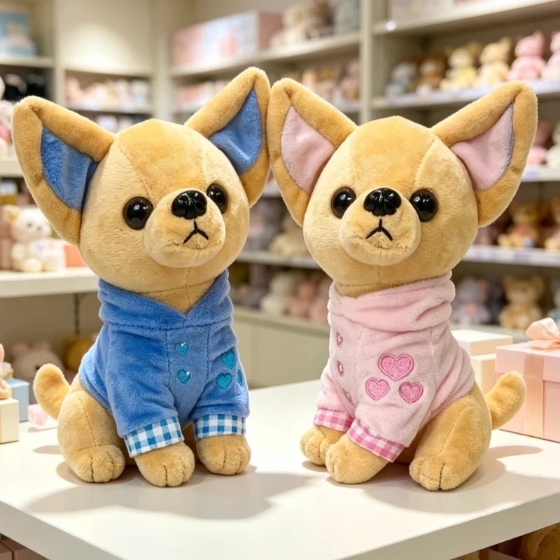 Chihuahua Plush Toy Cute Stuffed Dog Doll Multi Color Optional Soft Holiday Birthday Surprise Home Decoration For Dog Lovers