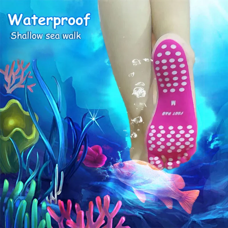 Non-slip Seaside Beach Shoes Equipped with Anti-skid Shoes Beach Socks Pad Feet Sticker Insoles стельки Palmilha Blue Insole