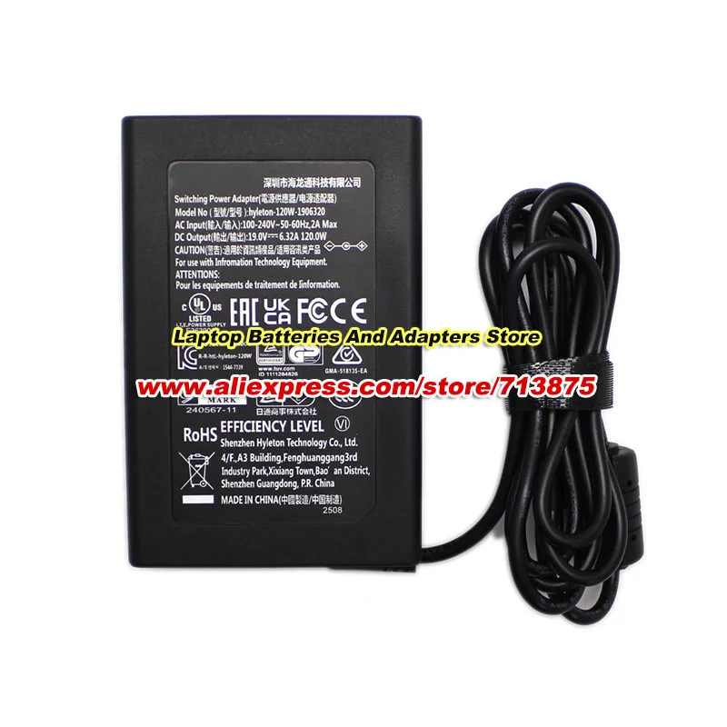 hyleton-120W-1906320 AC Adapter for HYLETON 19V 6.32A 120W Power Supply with 5.5x2.5mm Power Adapter