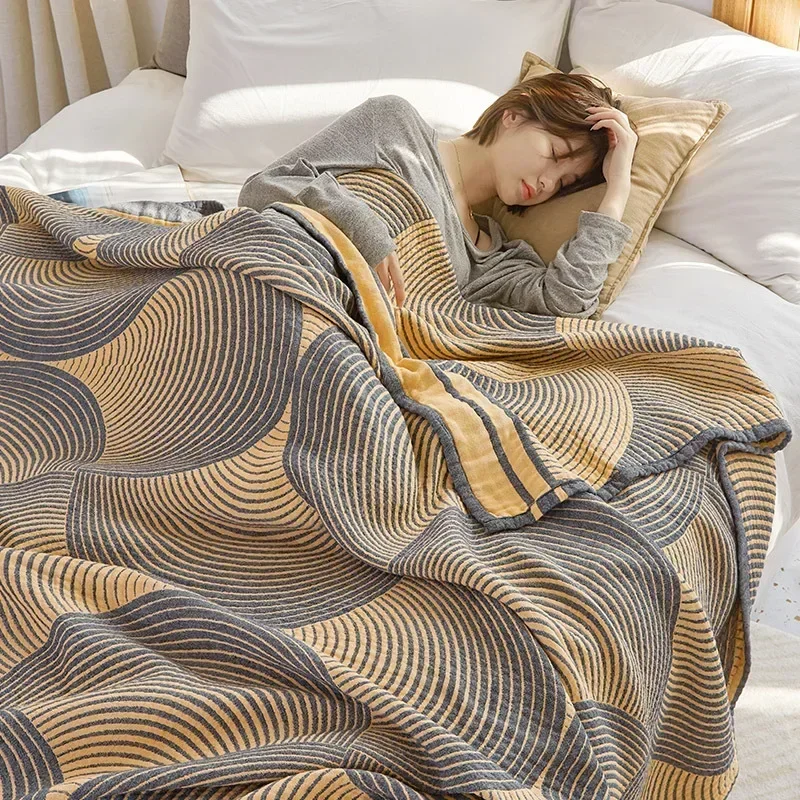 New Nordic Geometry Throw Blanket, Cotton Gauze Sofa Towel, Double Air Conditioning Blanket, Single Sofa Cover, Bedspread Sheet