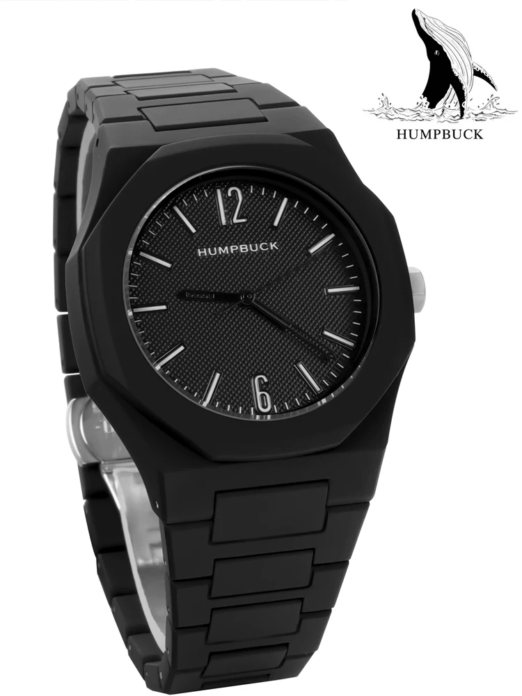 

HUMPBUCK Black Quartz movement watch A sense of luxury soft touch Men & Women Watch gifts 2024 Popular styles