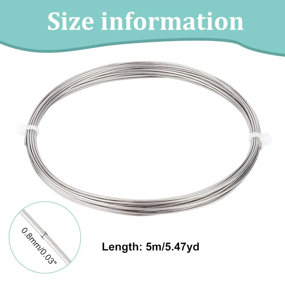 20 Gauge Niobium Wire, 16.4FT Round Soft Beading Wire Hypoallergenic Niobium Wire for Craft Jewelry Bracelets Making