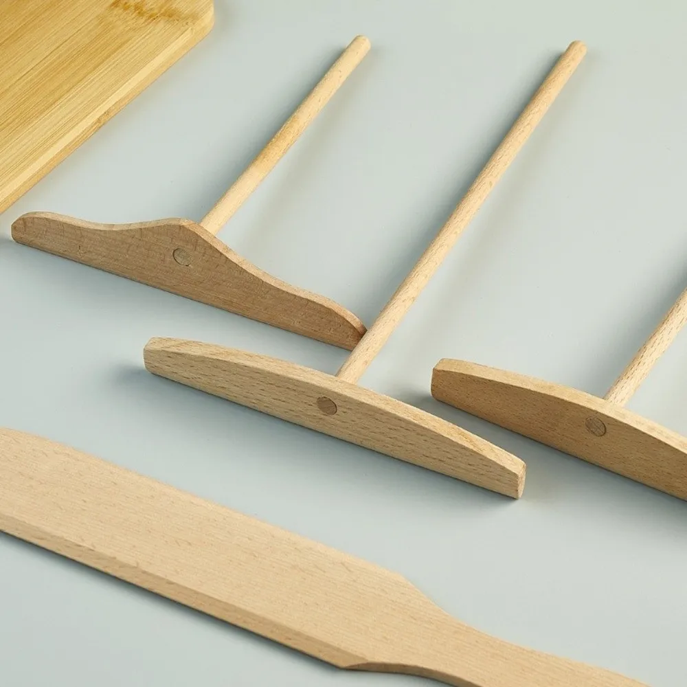 New Beech Wood Crepe Spreader Multi Shapes Smooth Edge Pancake Rake Solid Wood Multiple Sizes Crepe Rake Breakfast Cooking