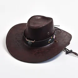 Nuova testa di mucca decorare cappelli da Cowboy occidentali per donna uomo moda tesa larga gentiluomo Jazz cappelli Panama Cowgirl Cap Sombrero Hombre