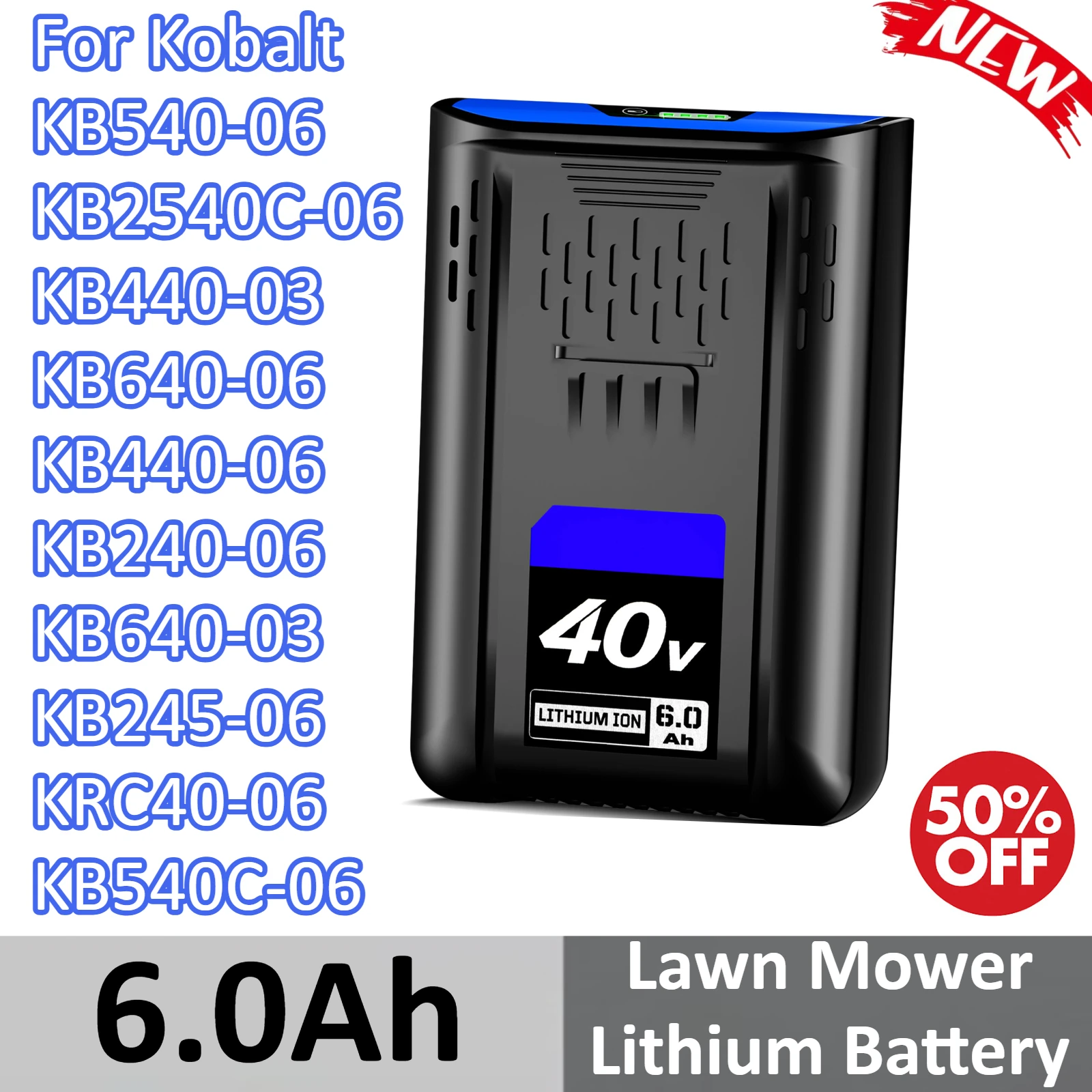 

6.0Ah 40V Battery for Kobalt KB540-06 KB2540C-06 KB440-03 KB640-06 KB440-06 KB240-06 KB640-03 KB245-06 KRC40-06 KB540C-06