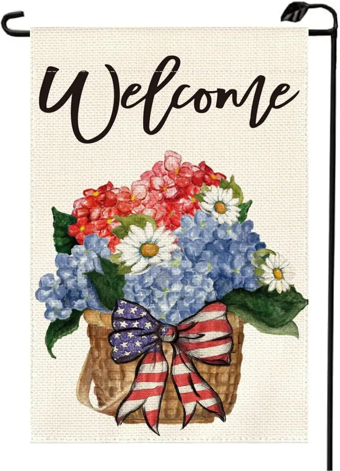 4th of July Hydrangea Garden Flag 12x18 Inch Double Sided Summer Outside Floral Welcome Yard Outdoor Decoration Flag MG16