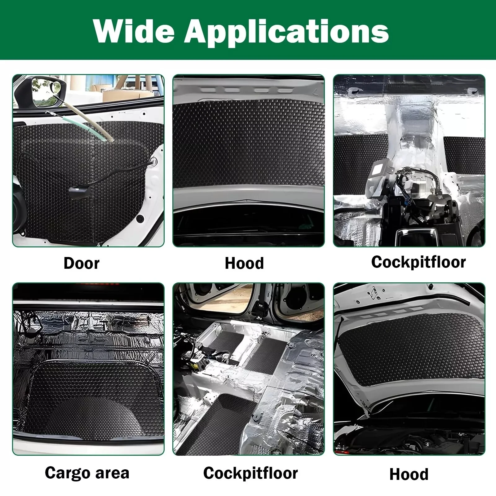 Heat Insulation Pad Aluminum Butyl Rubber Sound & Heat Insulation Cotton Pad 50x50cm Self-Adhesive Car Heat Insulation Stickers